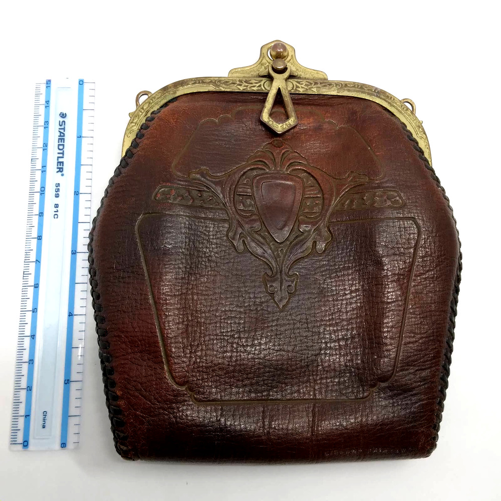 Vintage Spanish Craft leather purse 6" x 4.5" with mirror - Picture 9 of 9